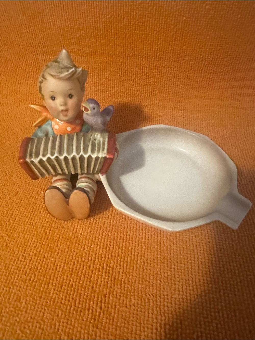 Vintage Goebel Hummel “Lets Sing Ashtray Figurine Boy with Bird
